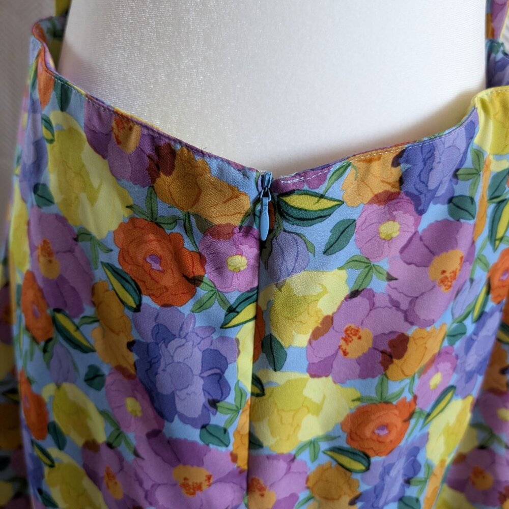 Zara Floral Mini Dress Satin low back hidden shorts size XXL Feminine Vacation - Picture 7 of 16